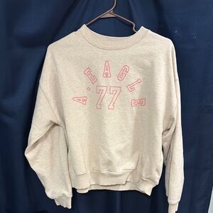 Aerie Cream Sweatshirt with Pink Graphic